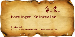 Hartinger Krisztofer névjegykártya